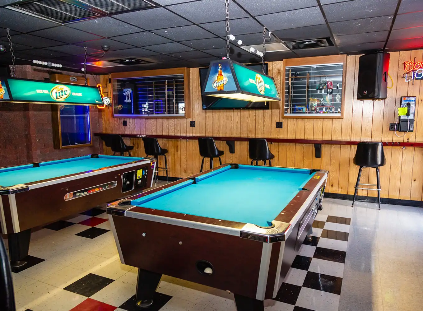 2 billiards table next to each other at bar in decatur illinois